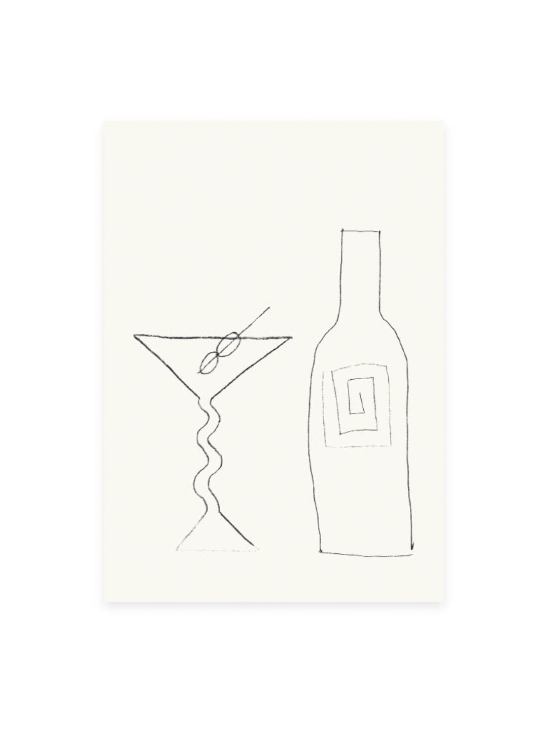 Postcard Martini &amp; Wine (Risography)
