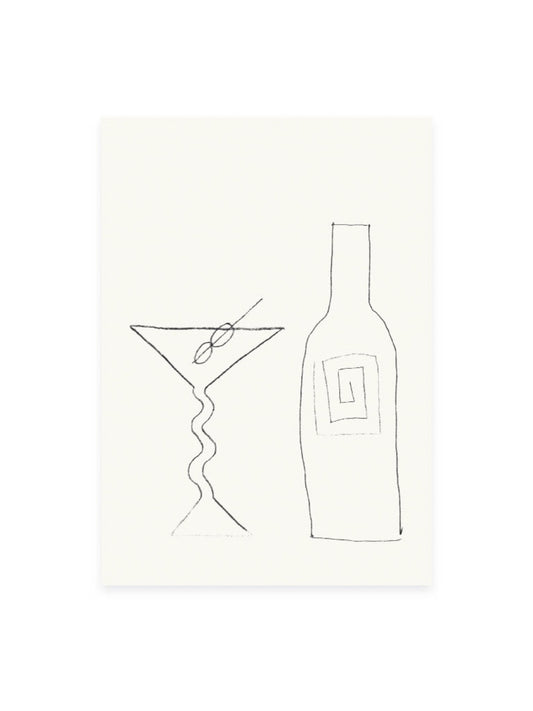 Postcard Martini &amp; Wine (Risography)